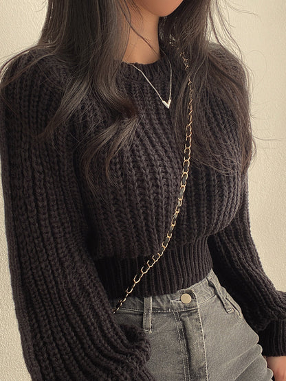 Cozy Lantern Sleeve Knit Sweater