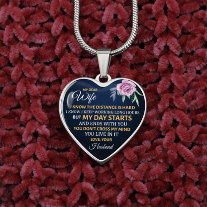 To My Dear Wife Heart Pendant Necklace