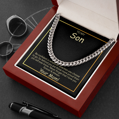 To My Son From Mom - Cuban Link Chain Necklace